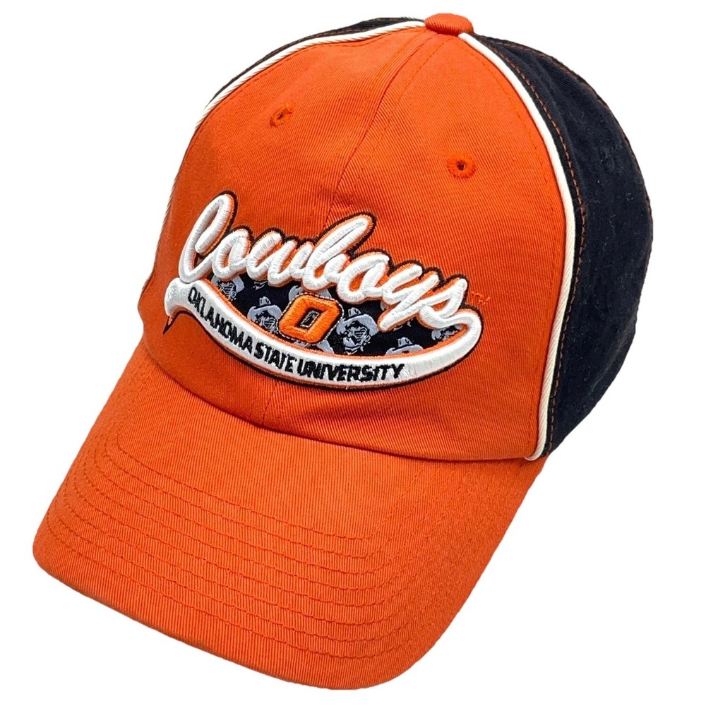 Vintage Oklahoma State Cowboys Hat Cap Strap Back Orange Black Script Starter